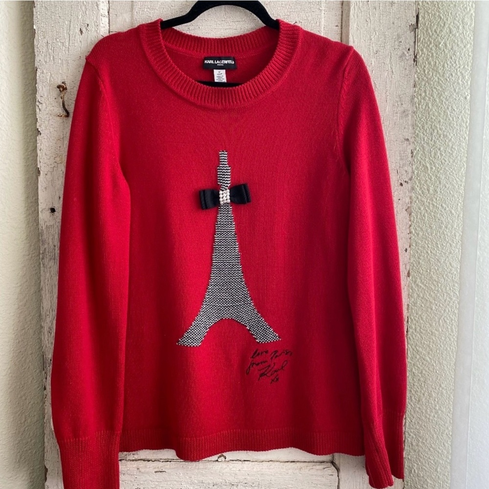 Karl Lagerfeld Red Eiffel Tower Sweater